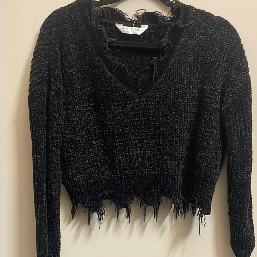 Belle Du Jour Black Textured Sweater